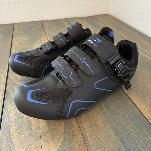 HOPPLEN Other - HOPPLEN Black Blue Cycling Shoes - MEN size 9.5 / EU Size 43 (ST)